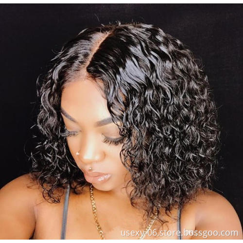 Wholesale Bob Wig Vendor 100% Malaysian Hair Wig 150% 180% Density 613 Bob Style 4*4 Closure Front Lace Wig Deep Wave